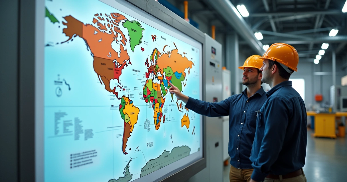 Mapa de riscos colorido em ambiente industrial 