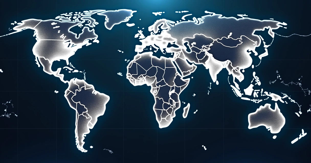 Mapa com rotas de comércio e investimento entre quatro países 