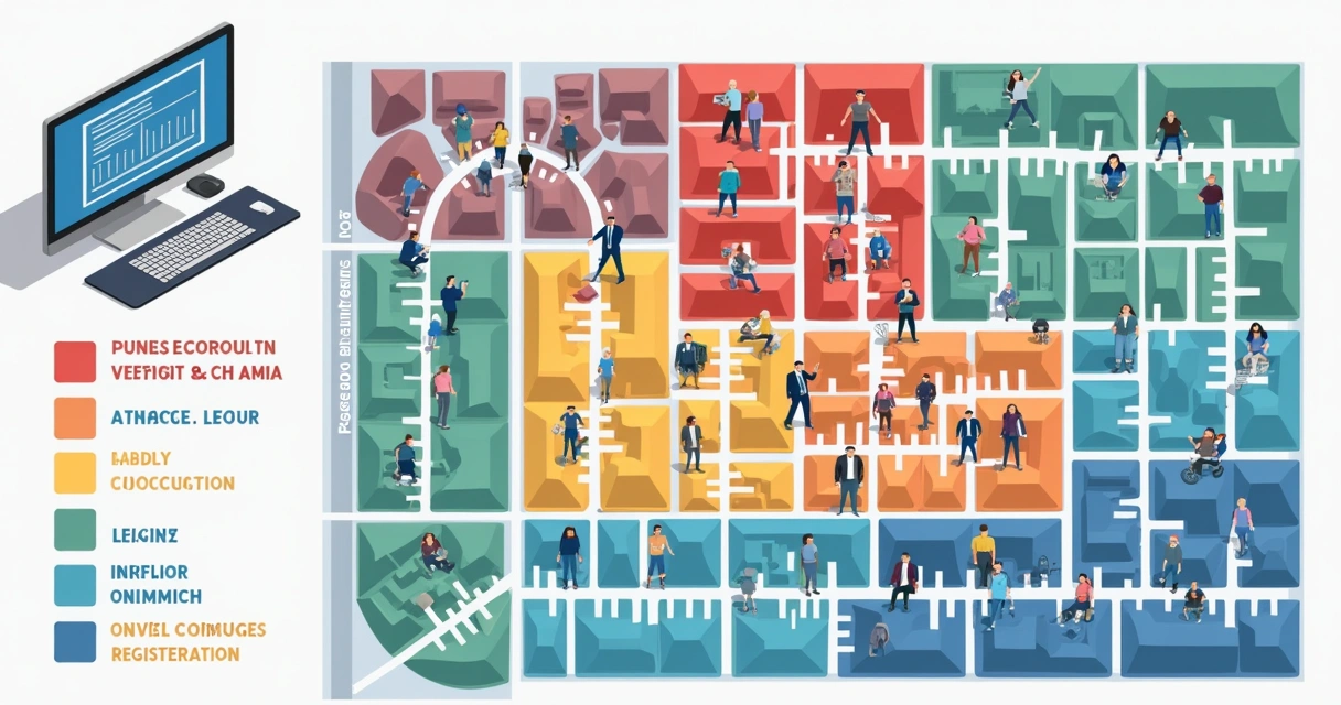 Mapa de bairro ilustrando segmentação de eleitores por biometria