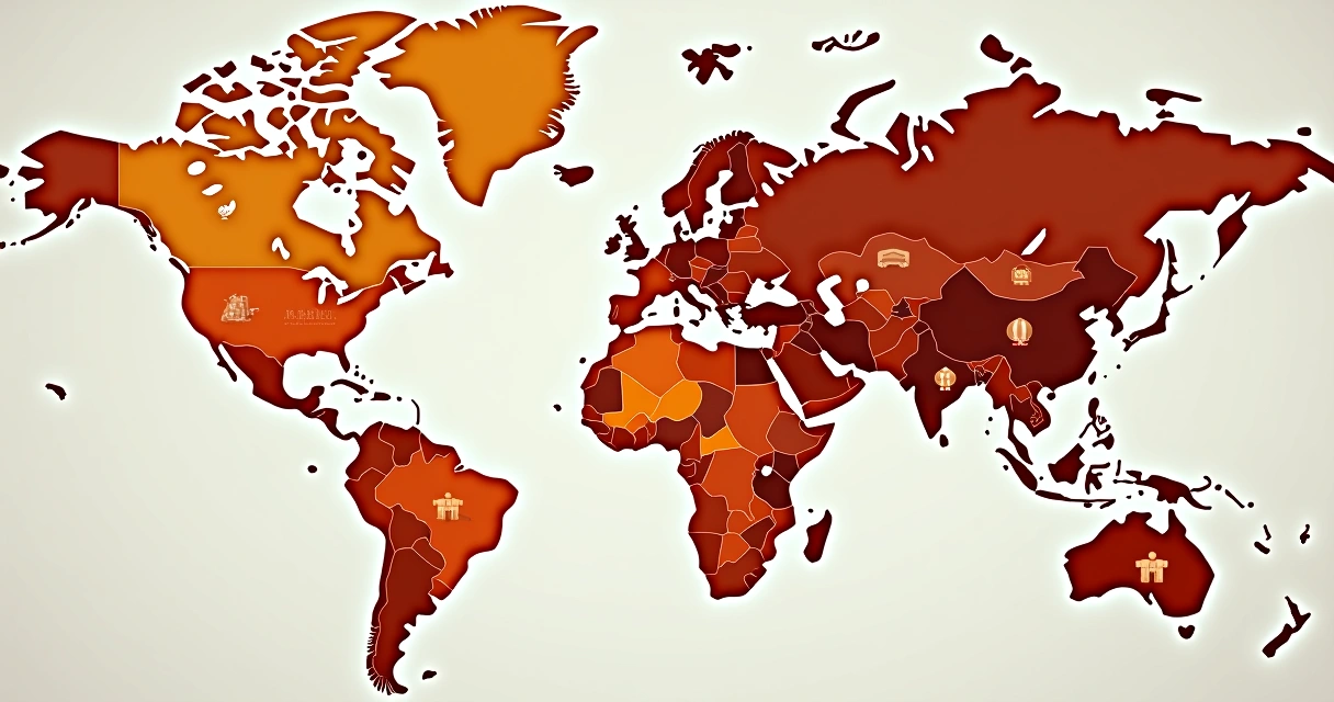 Mapa político ilustrando diferentes regiões coloridas. 