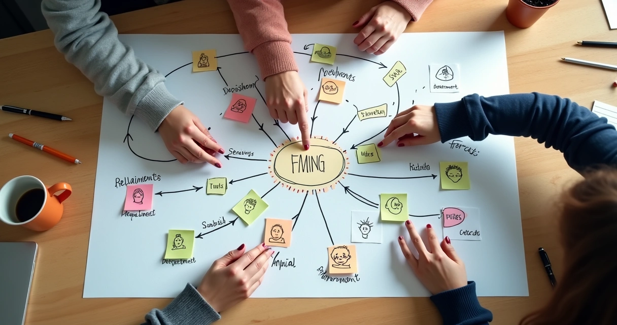 Diagrama con conexiones entre personas, decisiones e impactos