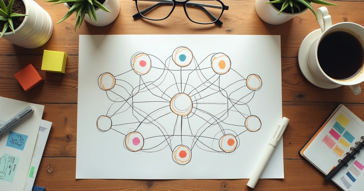 Mapa visual de conexões humanas e contexto sistêmico