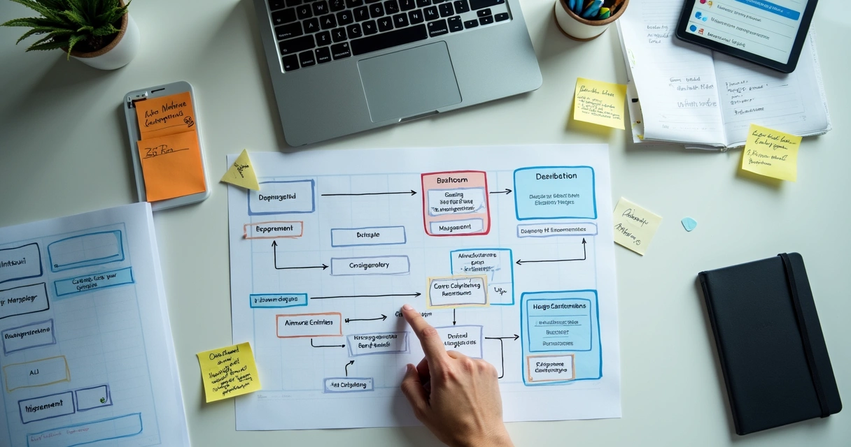 Mapa visual de relações entre áreas de uma empresa