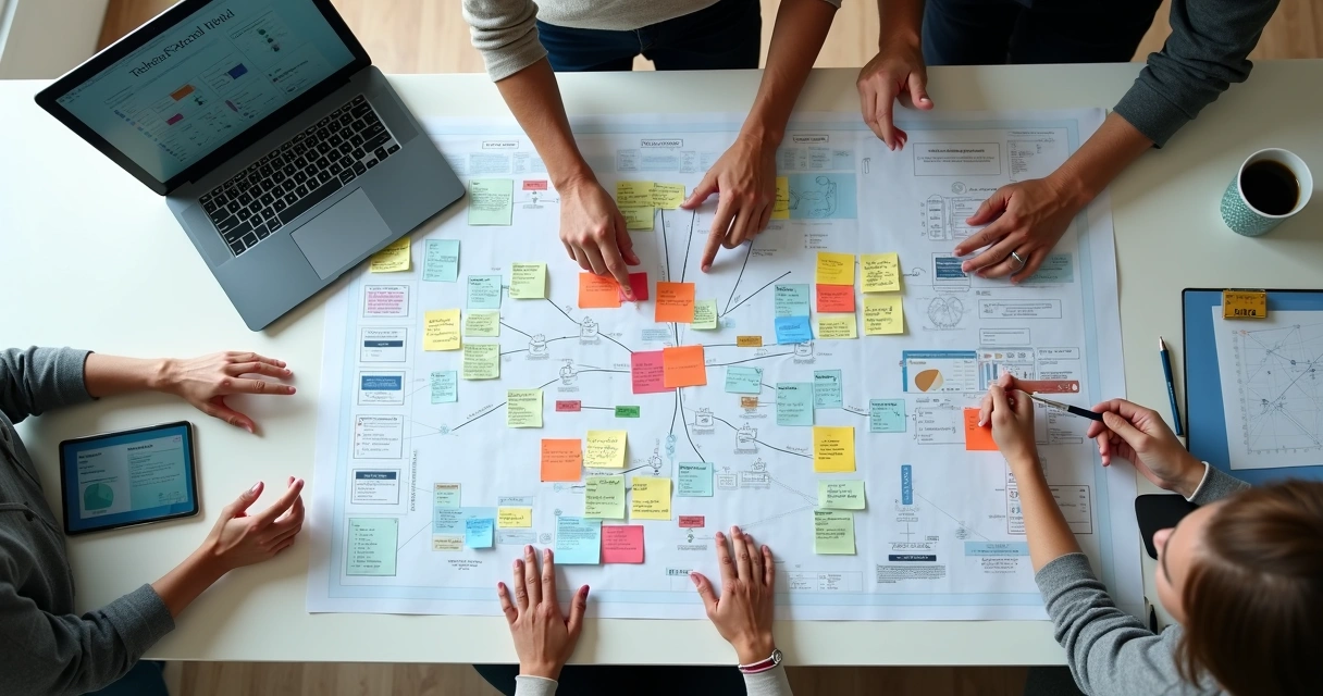 Quadro com mapa sistêmico de projeto inovador