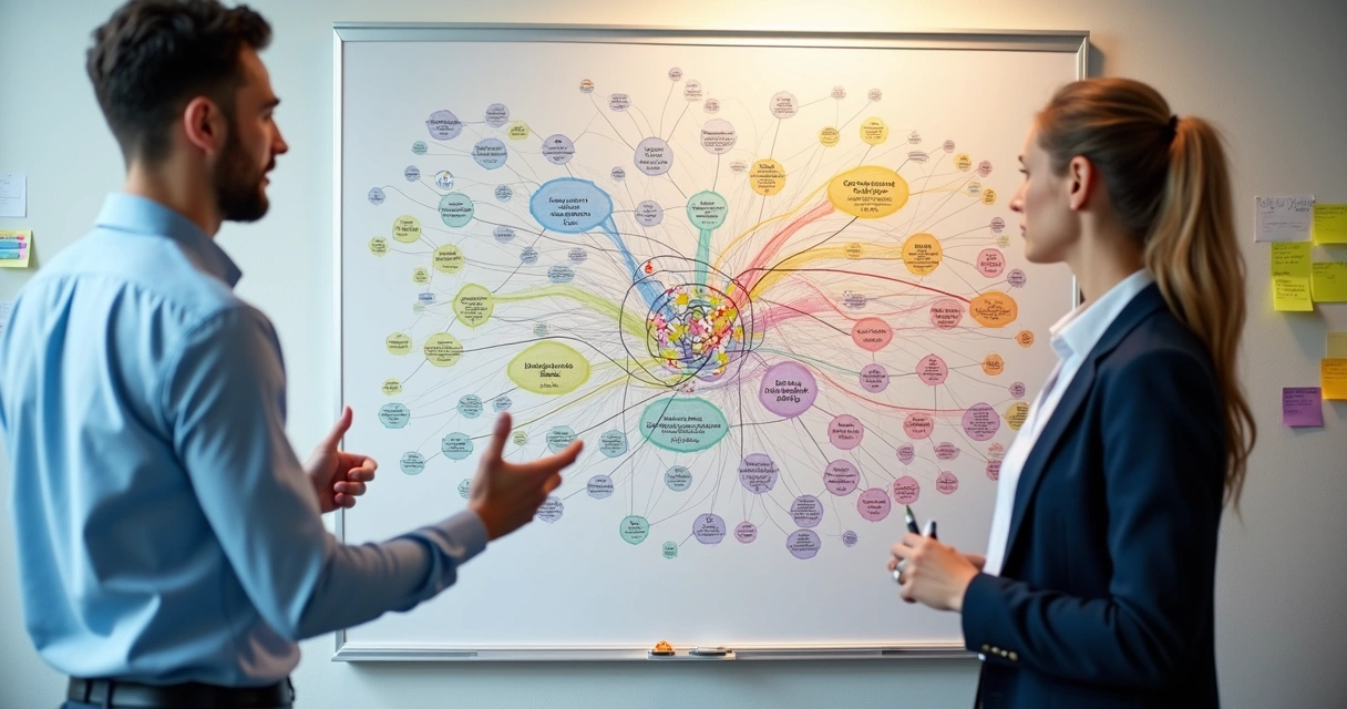 Mapa visual de conexiones entre personas y roles dentro de una organización 