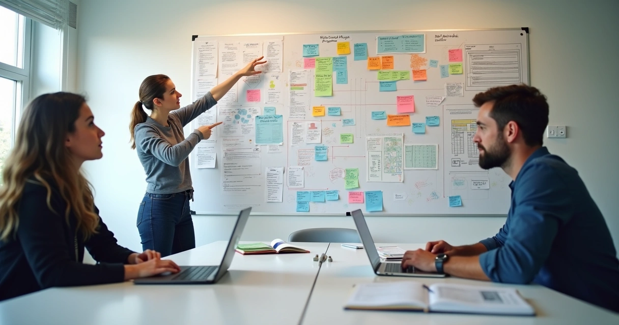 Mapa de arquitetura de site desenhado em quadro branco