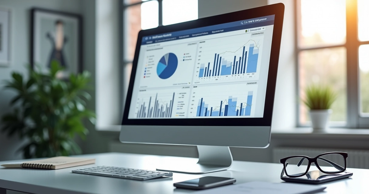 Tela de computador exibindo sitemap XML com gráficos de desempenho para Google Search Console 
