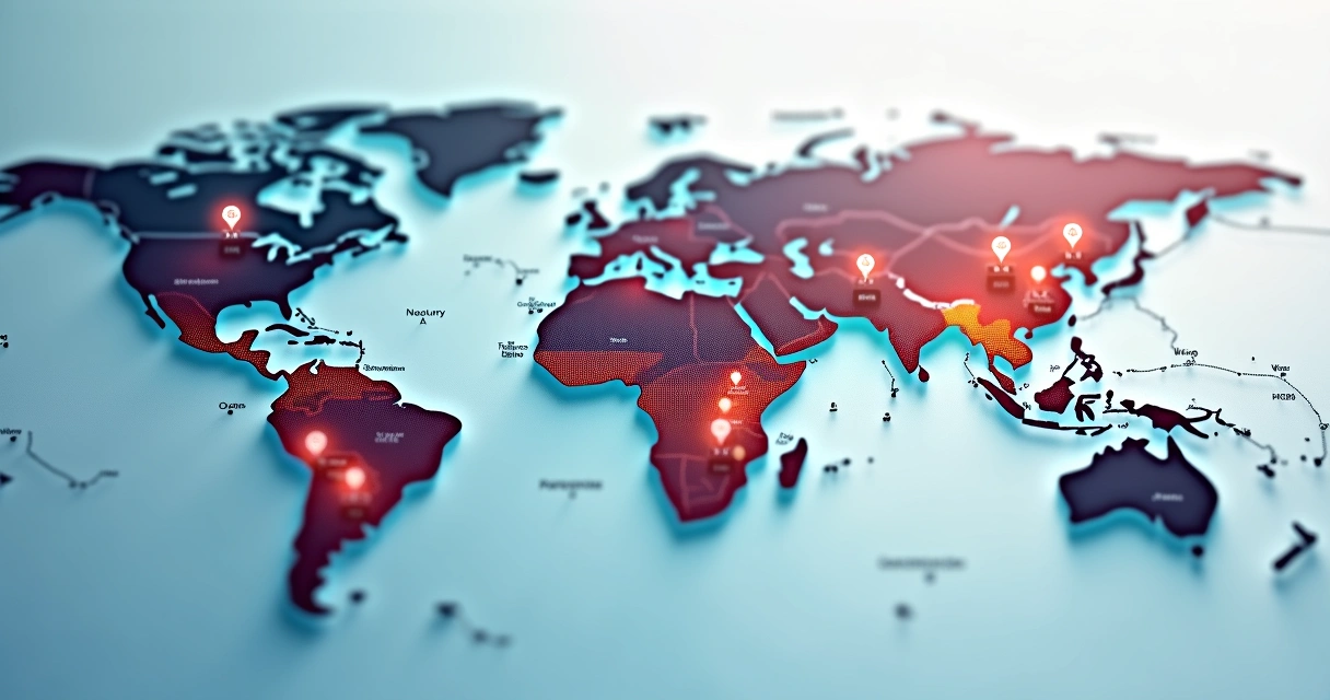 Mapa de TAM com segmentos de mercado destacados 