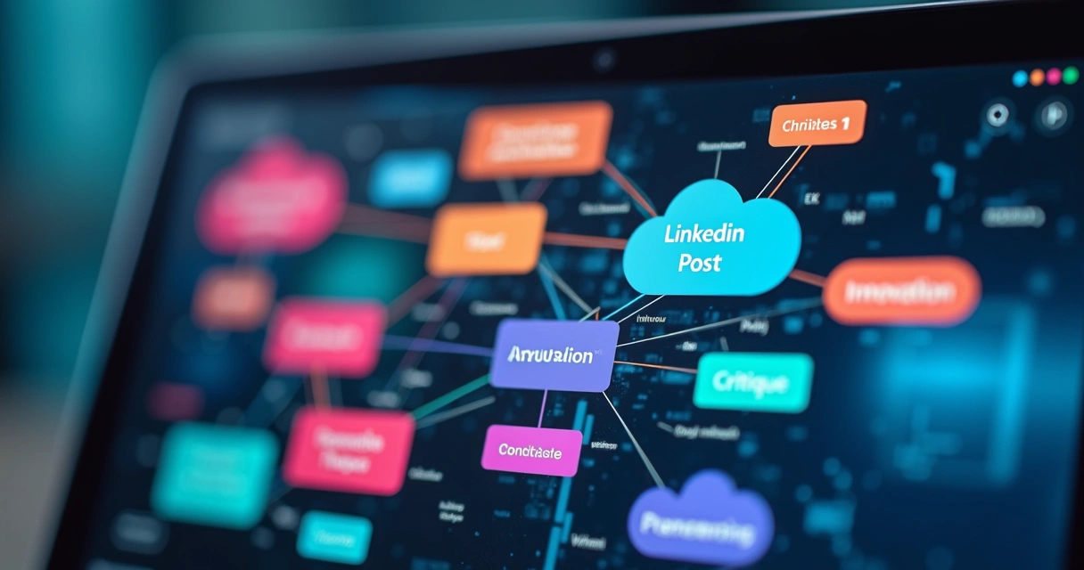 Mapa conceitual de temas em posts do LinkedIn 