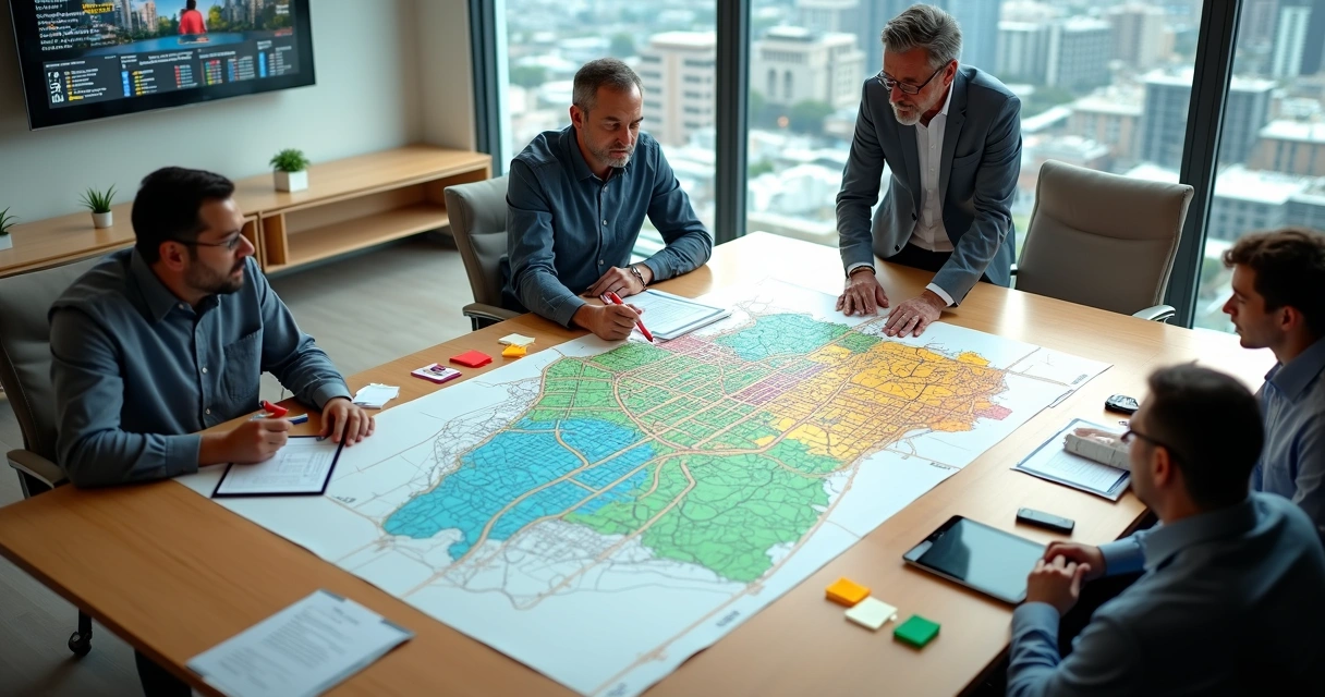 Gestor marca no mapa os territórios da equipe de vendas externa 