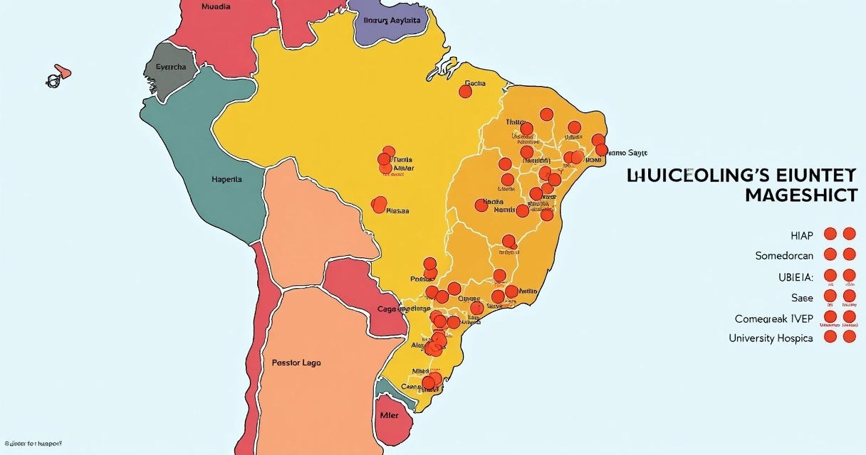 Mapa colorido do Brasil com pontos de unidades de PrEP