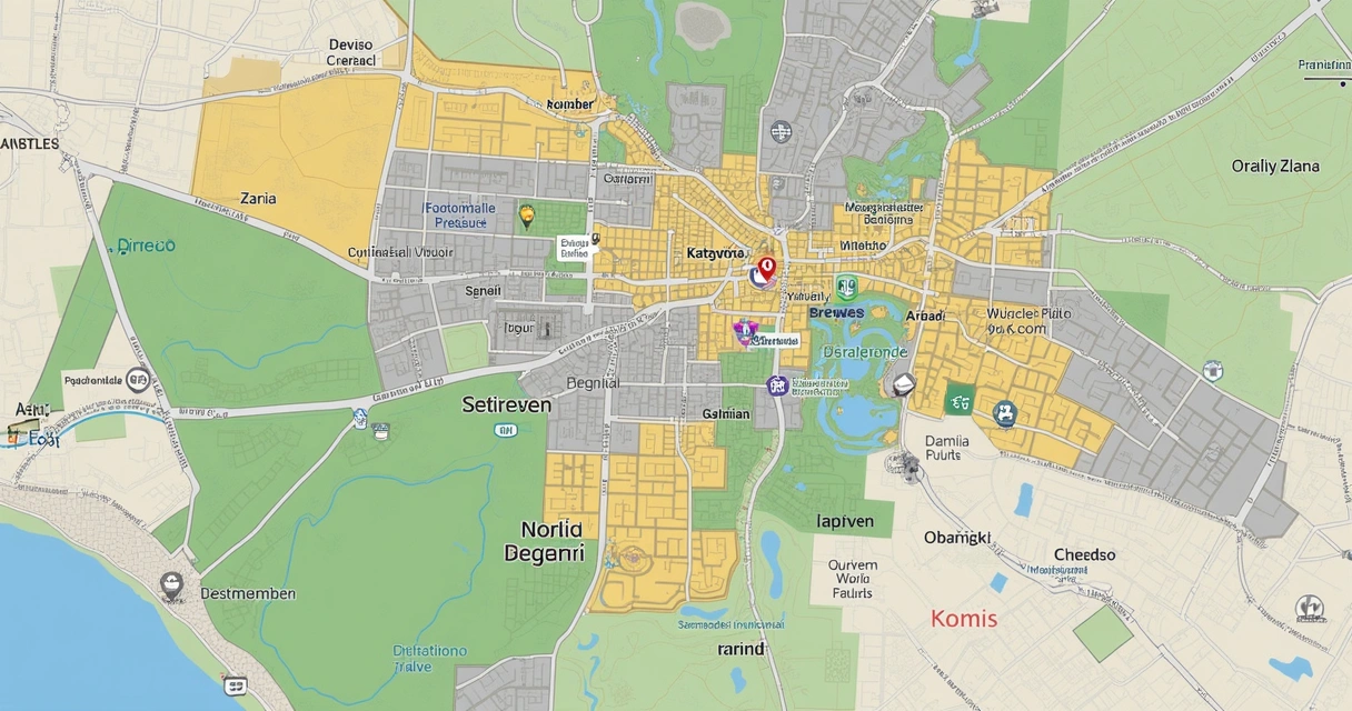 Mapa colorido mostrando divisão entre zona urbana e rural de uma cidade 