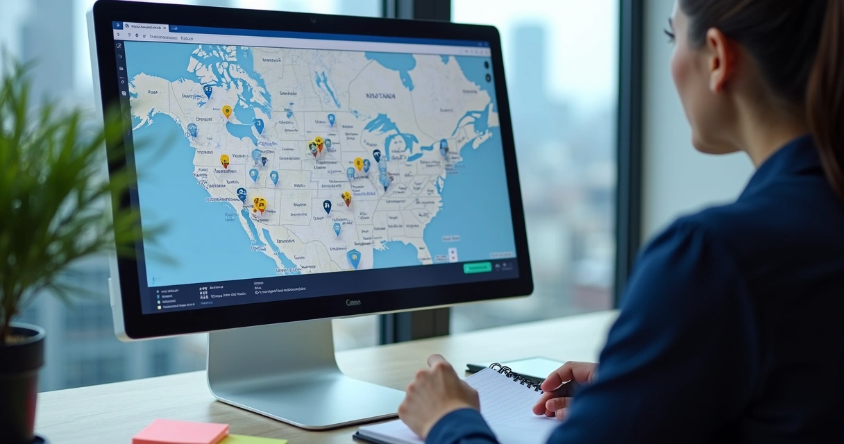 Interface do Notion exibindo mapa interativo com locais destacados 