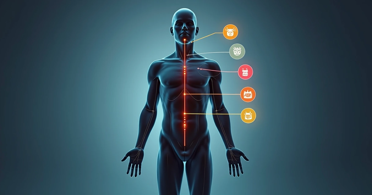 Pessoa analisada com traços marcados no corpo