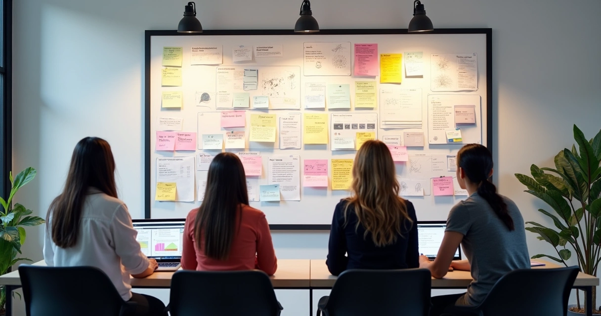 Matriz com tipos de custos de serviço em um quadro branco e notas adesivas 