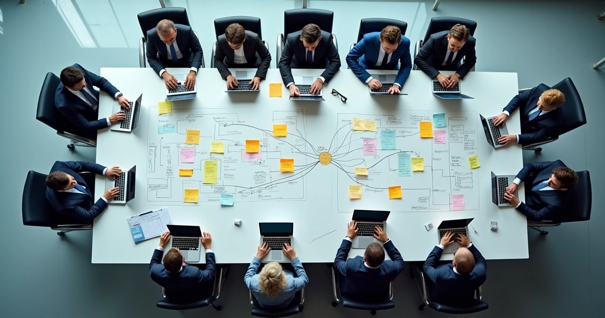 Reunião de equipe mapeando dados sensíveis em uma empresa 