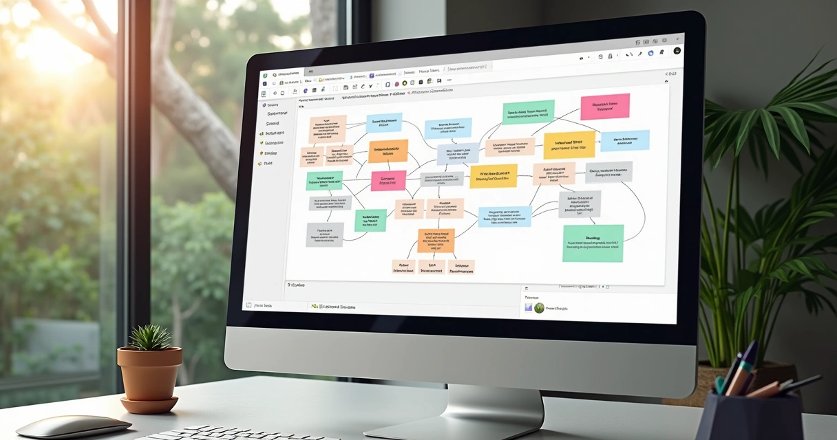 Fluxo visual de processos empresariais em Notion 