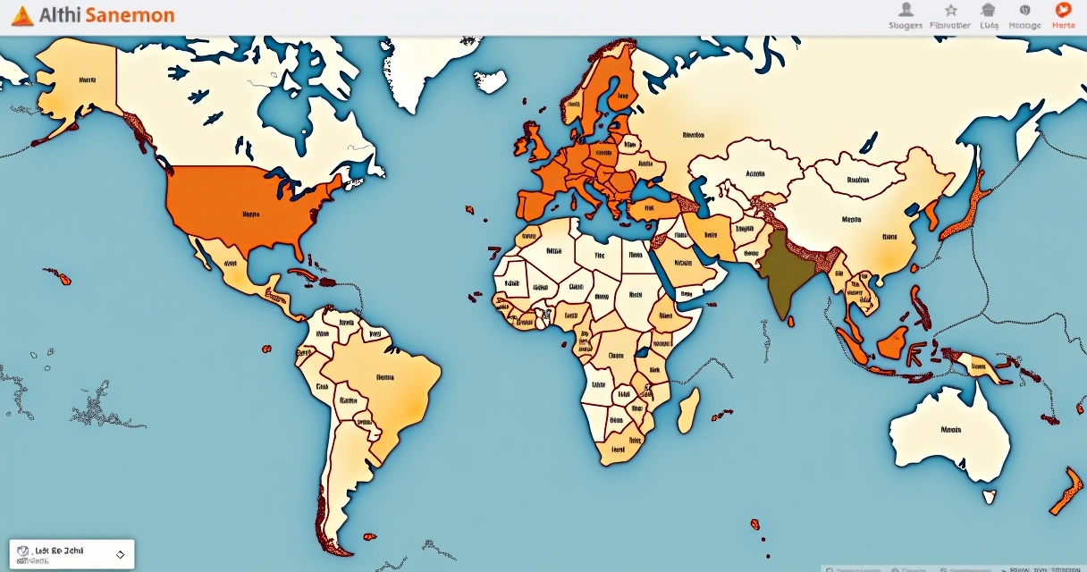 Mapa virtual mostrando projetos de construção em andamento por localidade 