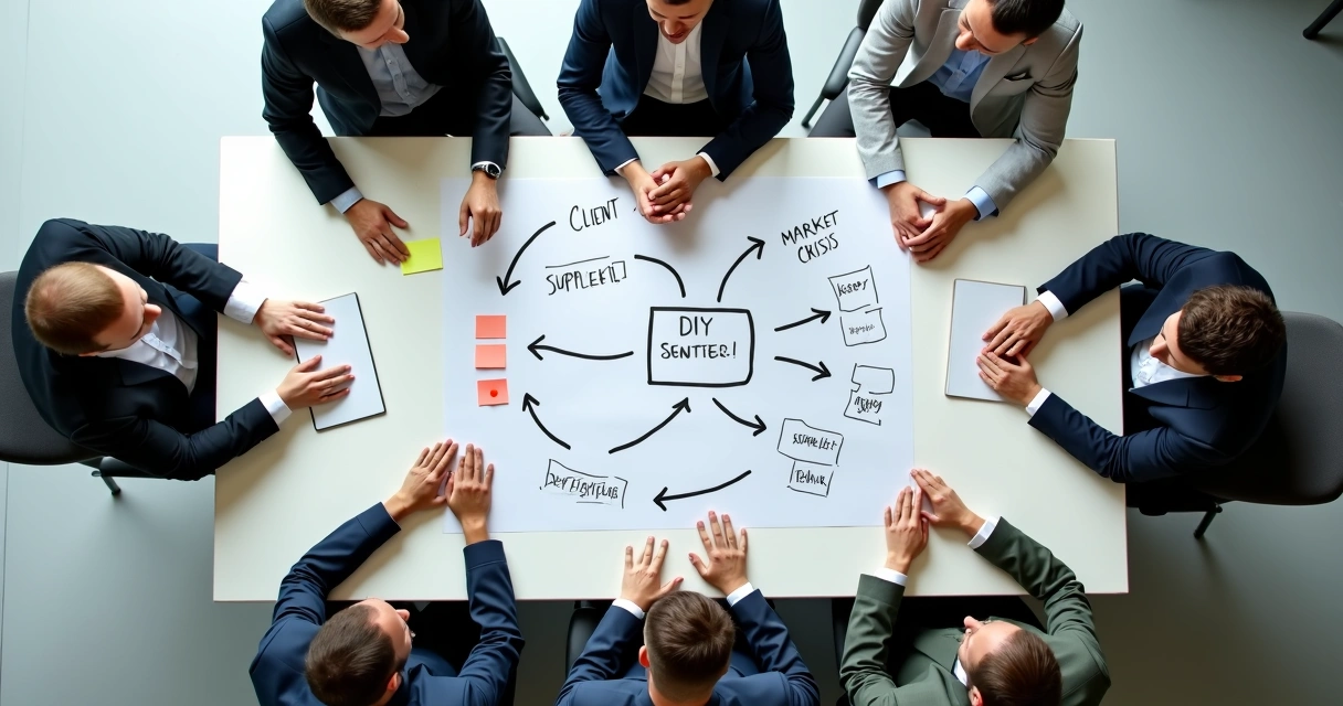 Quadro branco com mapa de riscos de uma PME desenhado à mão