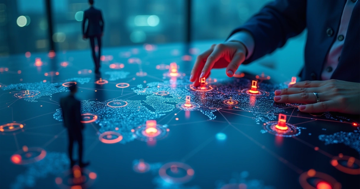 Painel mostrando mapa de superfícies de ataque com ativos digitais conectados 