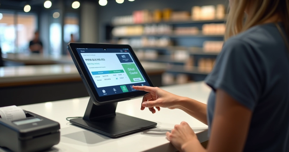 Máquina smart exibindo venda e pagamento no balcão