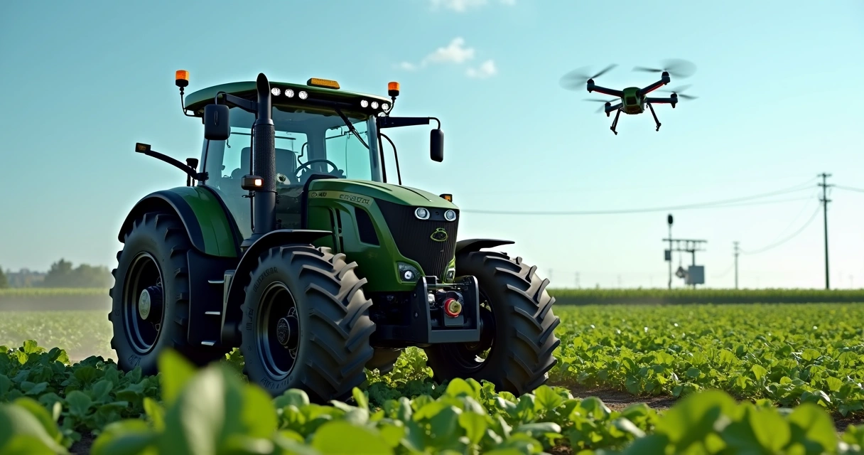 Trator moderno equipado com sensores agrícolas 