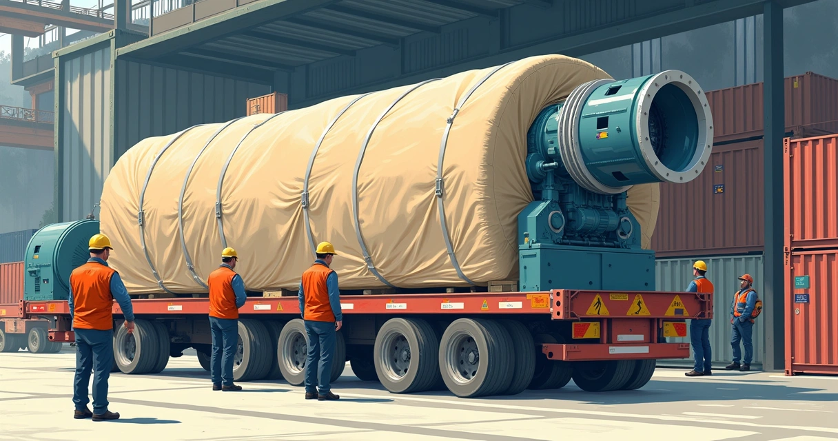 Equipamento industrial embalado para exportação temporária 