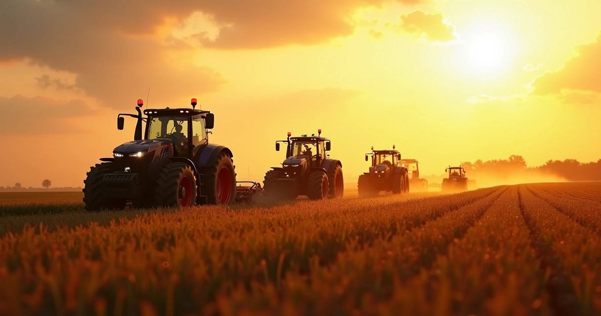 Máquinas agrícolas modernas equipadas com tecnologia digital 