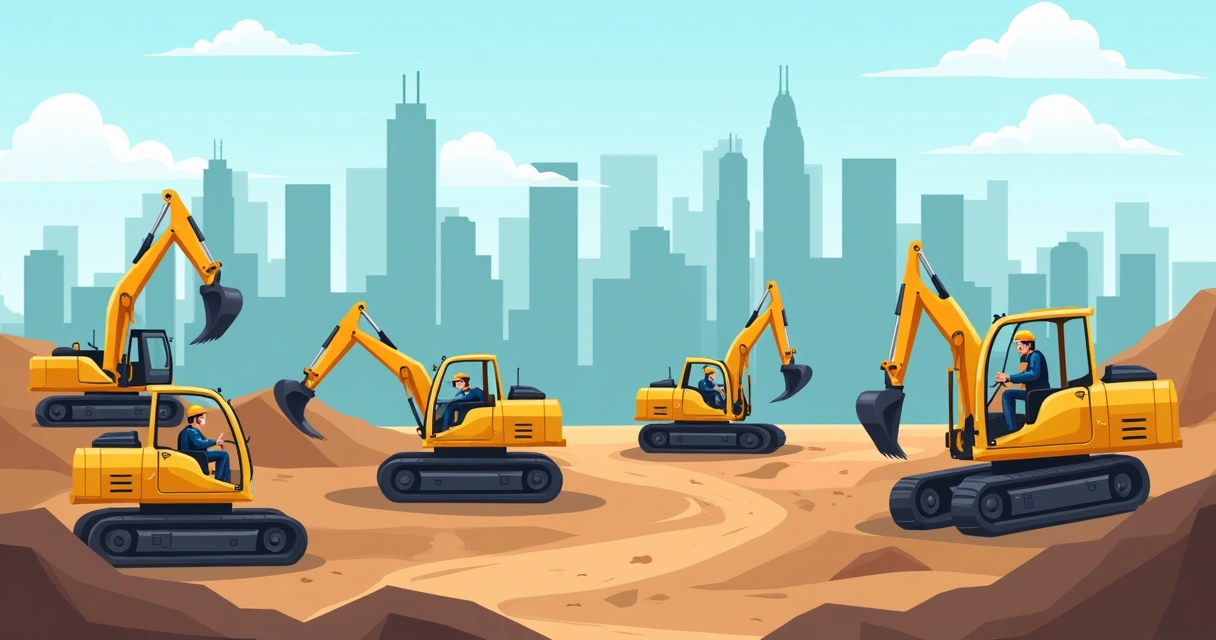 Equipamentos linha amarela em obra de terraplenagem 