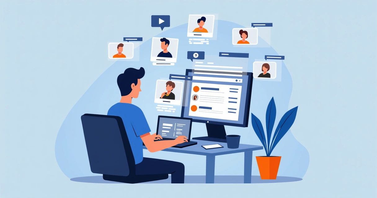 Profissional de marketing analisando perfis de criadores de UGC 