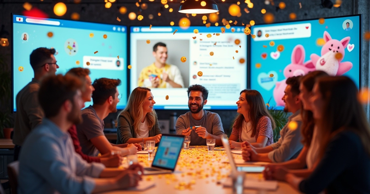 Marca celebrando conexão com comunidade online 