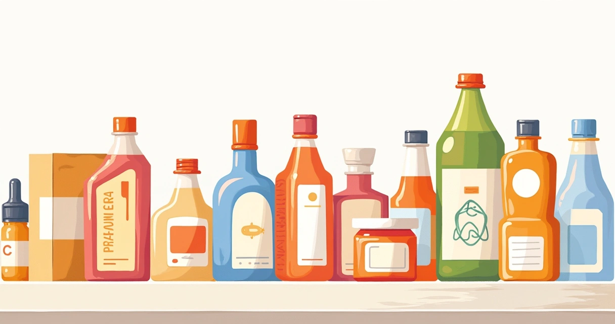 Produtos de marca própria lado a lado em uma mesa
