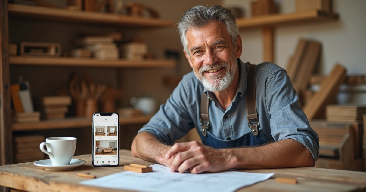 Marceneiro mostra projetos usando WhatsApp com cliente 