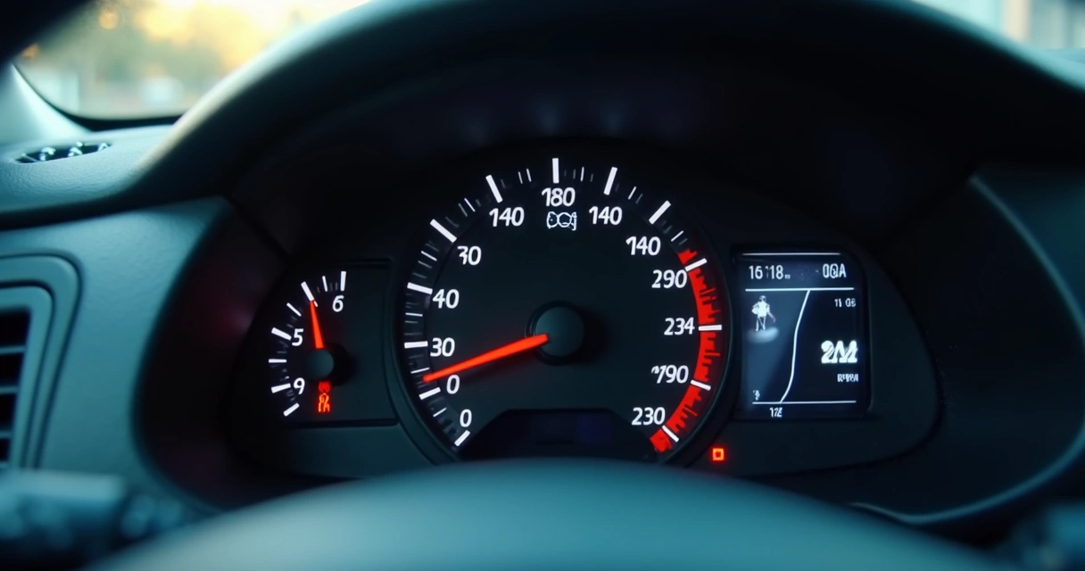 Painel de carro com conta-giros mostrando rotação instável 