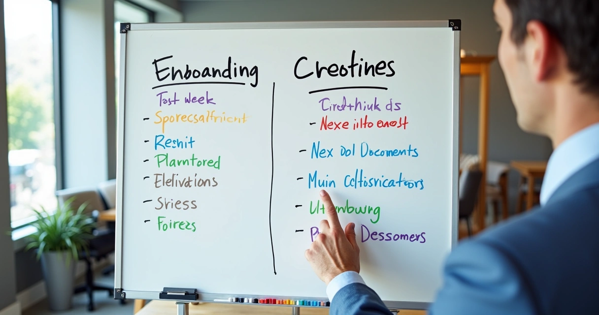 Quadro branco com marcos do onboarding de vendas desenhados 