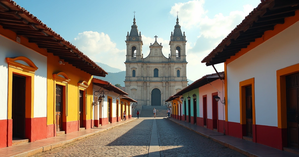 Centro de Mariana com casas coloniais coloridas e igreja ao fundo 