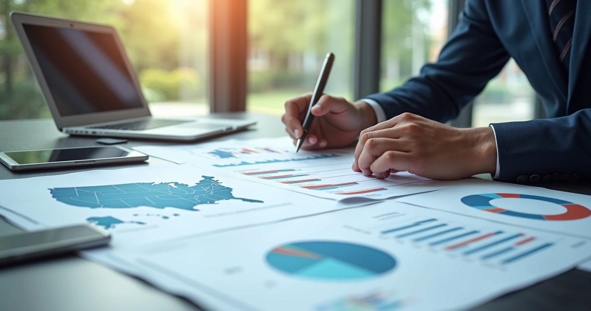 Businessperson reviewing market research data 