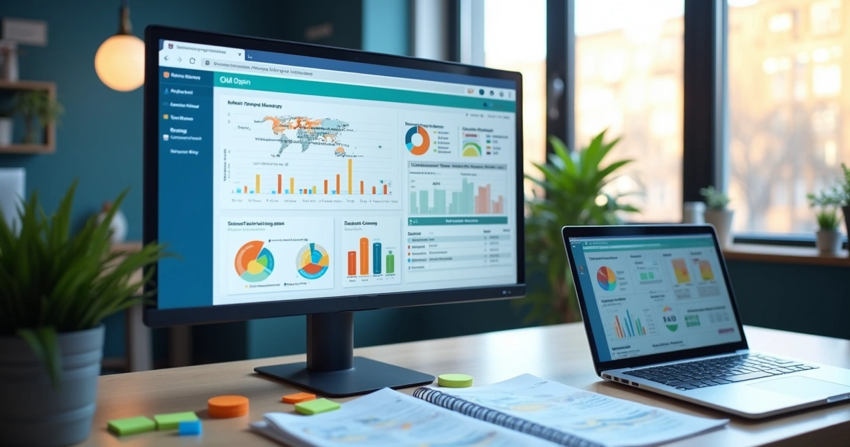 Market segmentation dashboard on a large screen