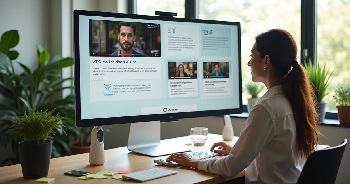 Marketing professional using AI platform to create UGC ads on computer