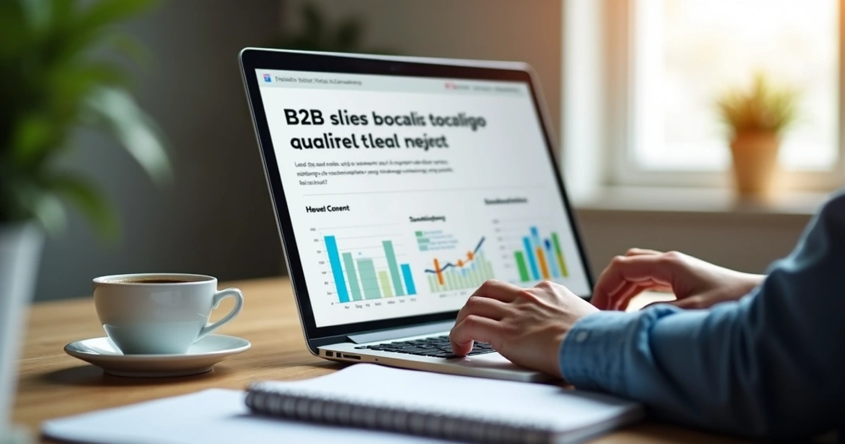 Marketing B2B: estratégias digitais para gerar leads qualificados 5 Profissional analisando gráficos de marketing de conteúdo B2B em tela de notebook