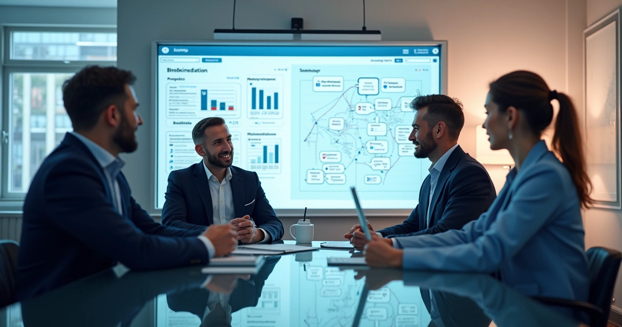 Equipe avaliando fluxos de automação e oportunidades no LinkedIn 