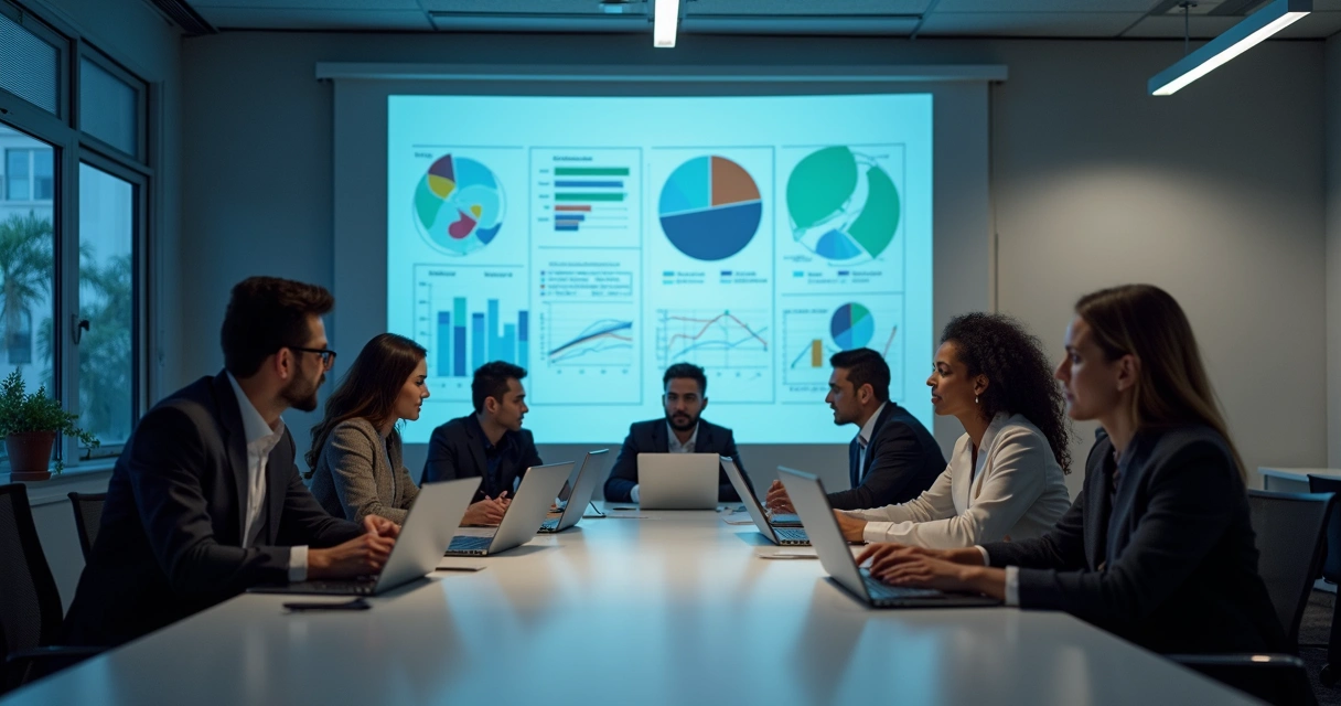 Profissionais de B2B em reunião de marketing digital