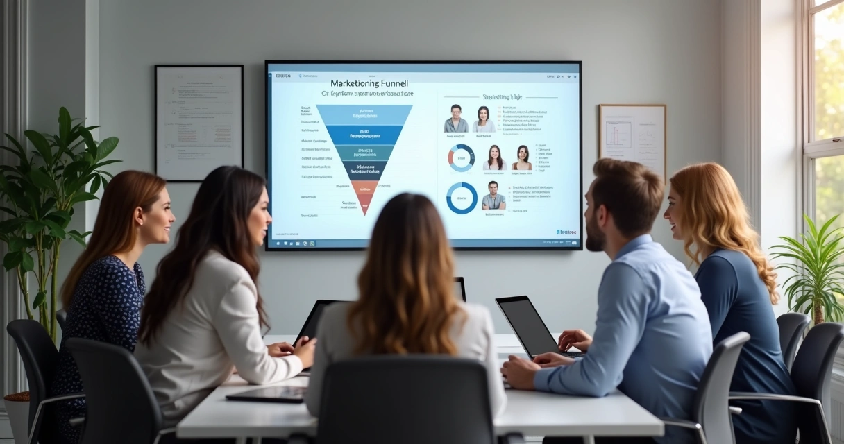 Equipe de marketing digital analisando estratégias para clínica estética. 