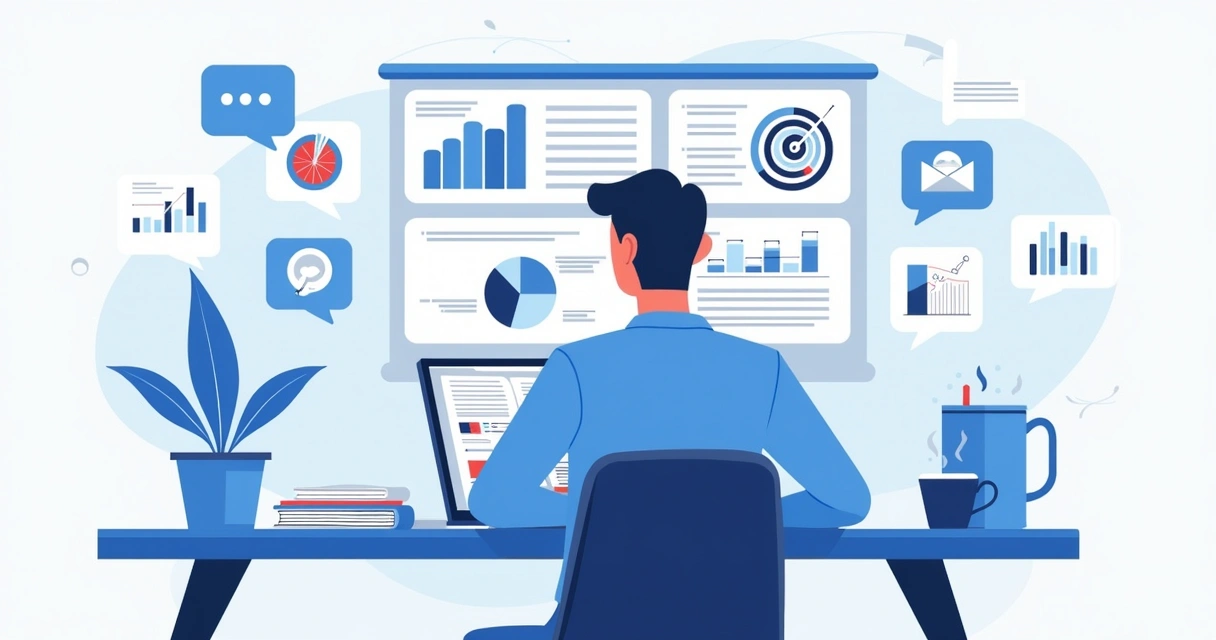 Contador usando laptop para estratégias de marketing digital 