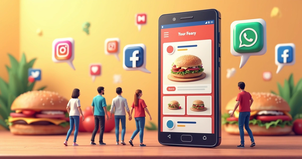 Divulgação de delivery nas redes sociais. 