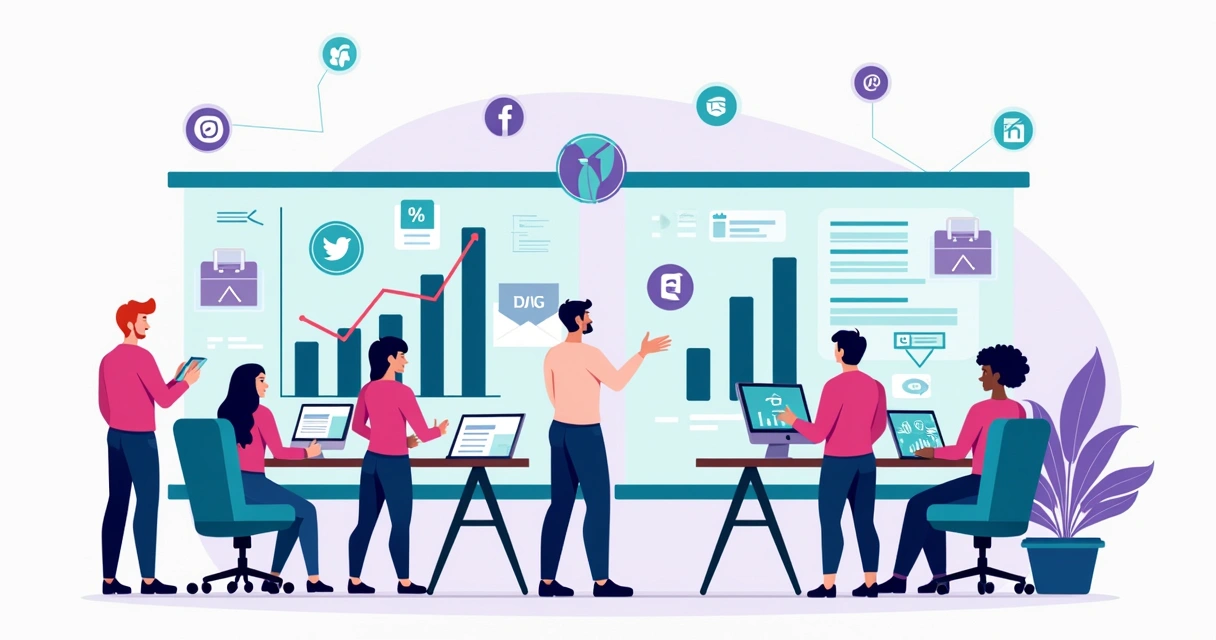 Equipe realizando ações de marketing digital para loja de dropshipping 