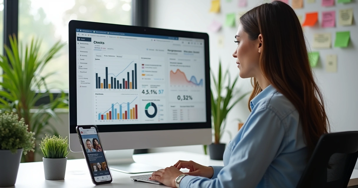 Gestora analisando marketing digital em PME 