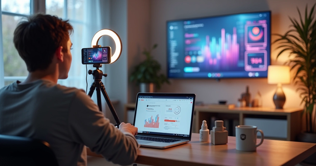 Criador de conteúdo gravando vídeo para redes sociais em parceria com marcas 