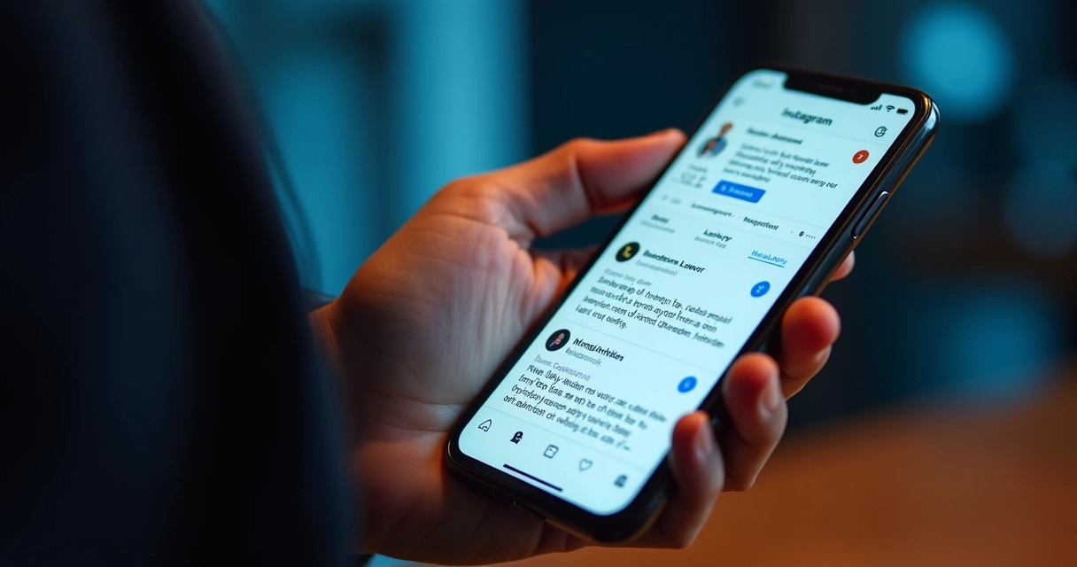 Perfil de advogado exibindo postagens jurídicas no Instagram e LinkedIn na tela do celular 