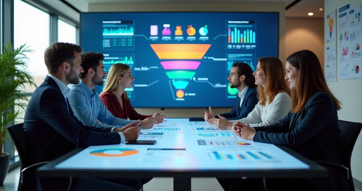 Marketing e vendas alinhados analisando gráficos juntos 